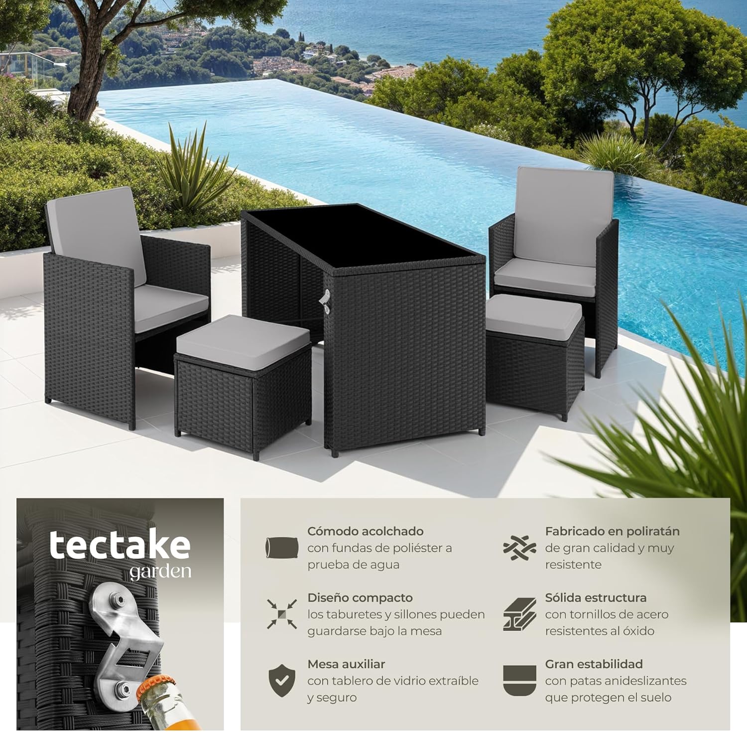 Thumbnail 1 de TecTake® Conjunto de Muebles de Jardín Ratán y Acero
