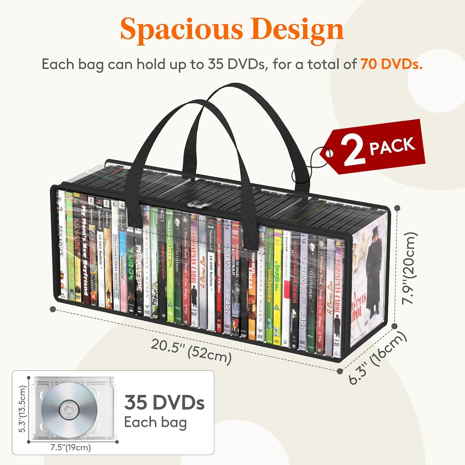 Detalle de Lifewit DVD Storage Bags, Clear PVC