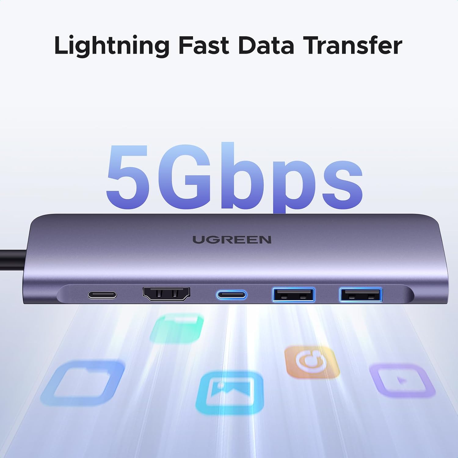Detalle de UGREEN Revodok 15214 7-in-1 USB-C Hub with 4K HDMI and 100W PD