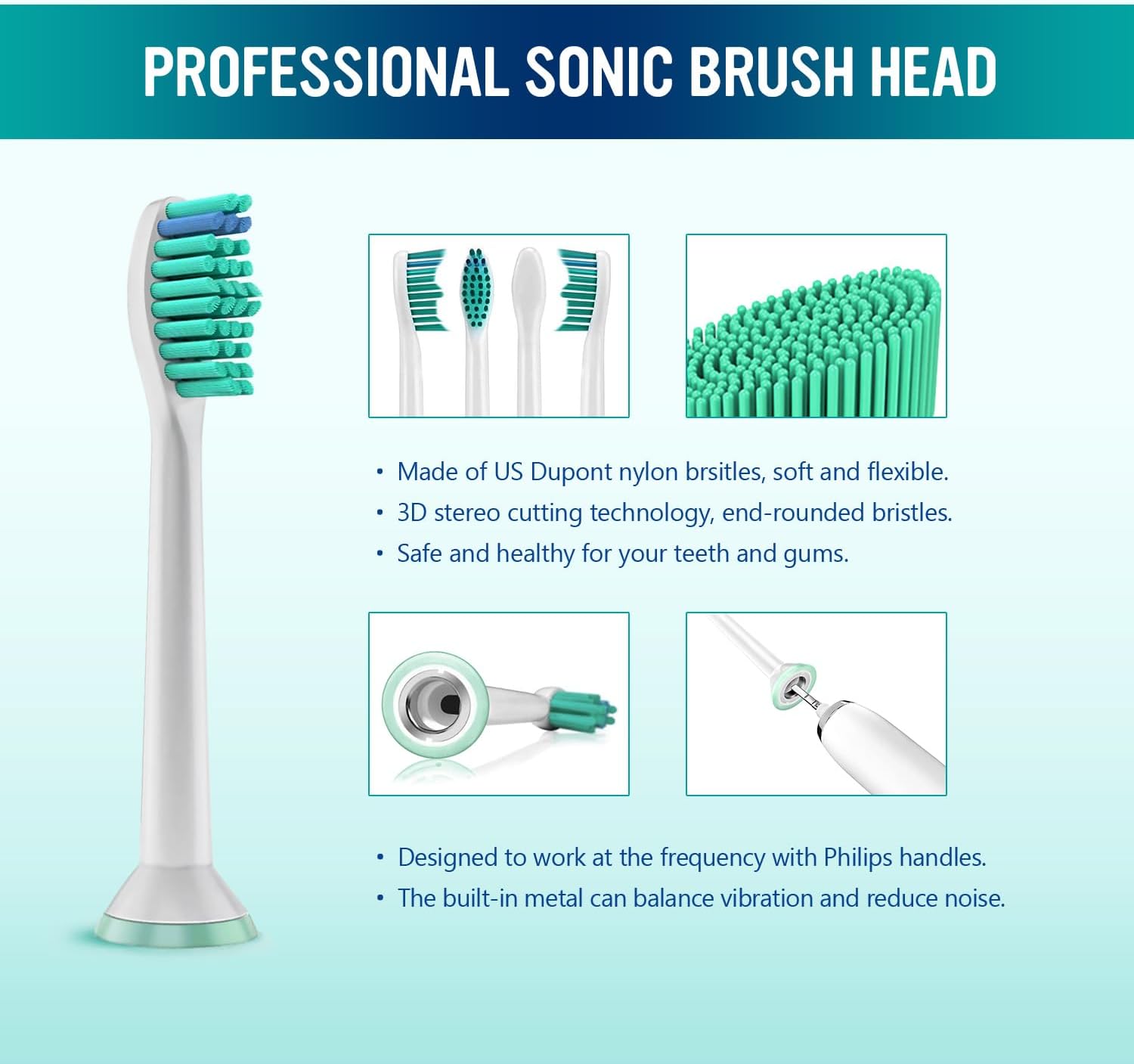 Thumbnail 2 de Derffin Replacement Brush Heads (HX6014) for Philips Sonicare Electric Toothbrushes – 8 Pack