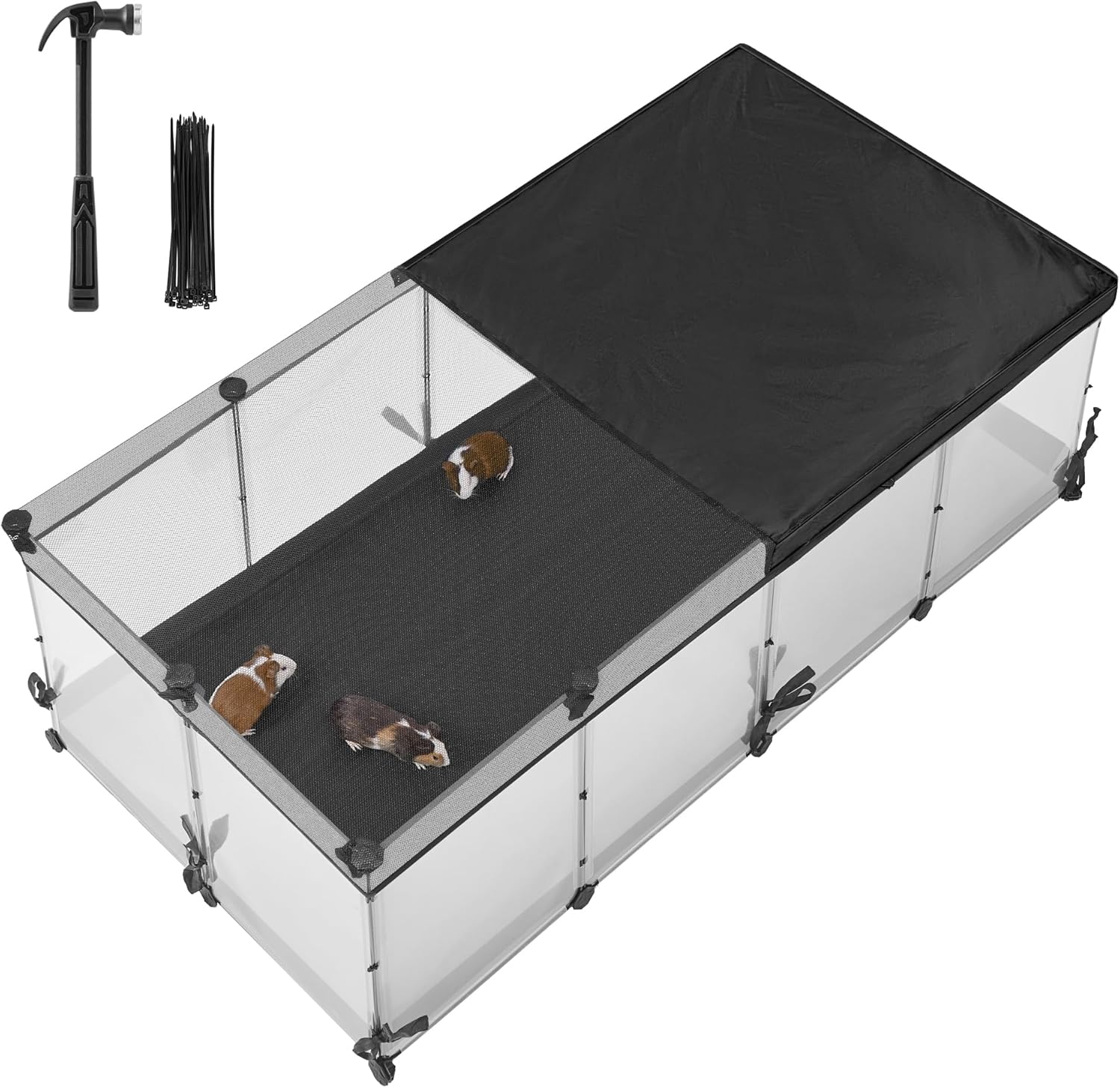 Detalle de SONGMICS Parc Enclos pour Petits Animaux — Enclos modulable 144 x 74 x 47 cm, Blanc Nuage LPC015W01