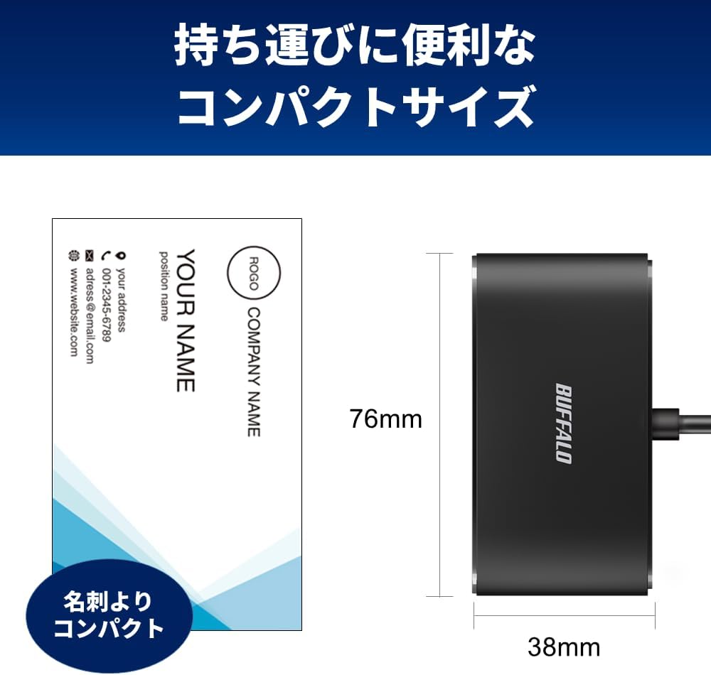 Detalle 2 de バッファロー BSH3U335C1PBK USB-Cハブ 3ポート、PD 90W・4K HDMI・5Gbps対応