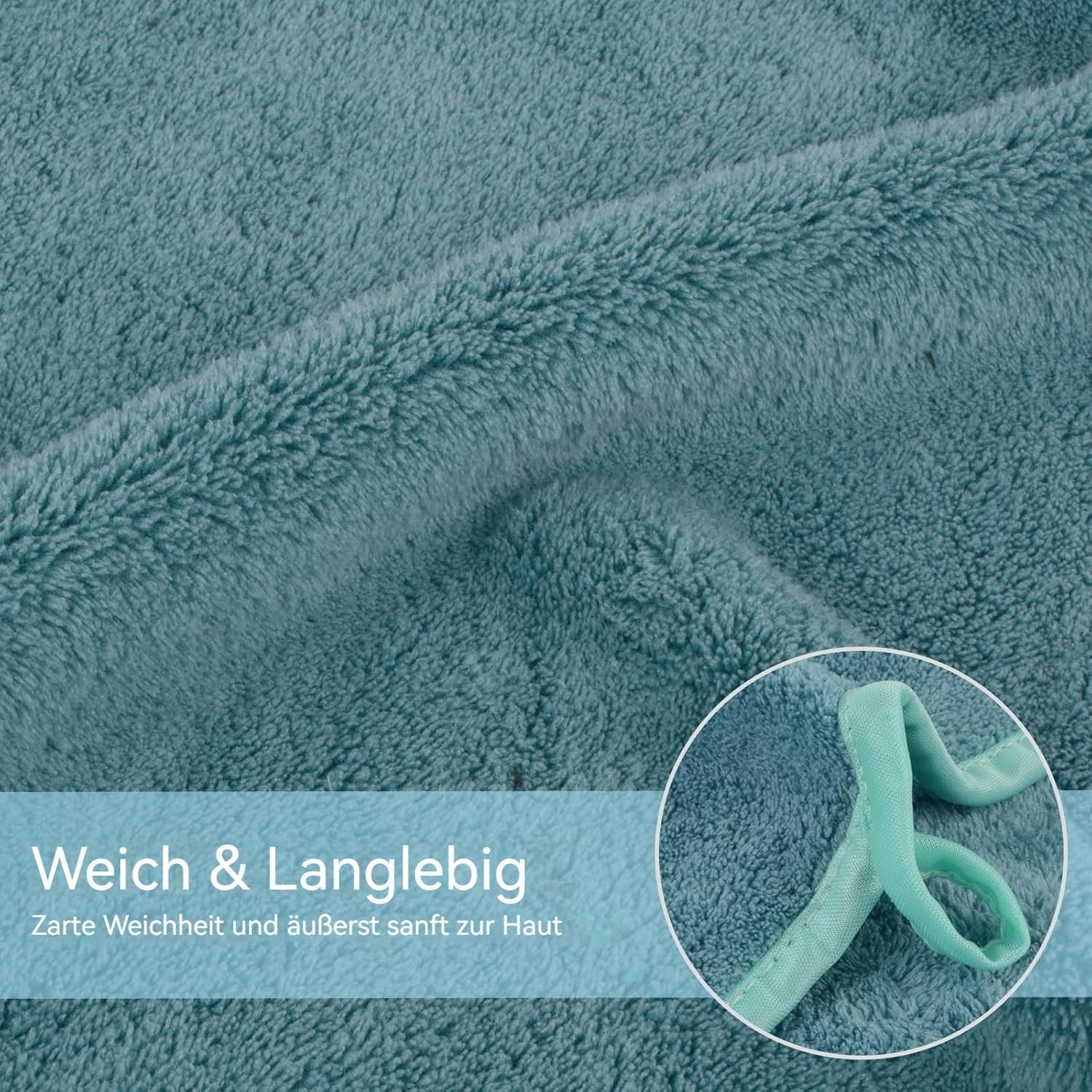 Detalle de KinHwa 4er Set Mikrofaser Handtücher 40x76 cm – extra saugstark, fusselfrei, ultraleicht