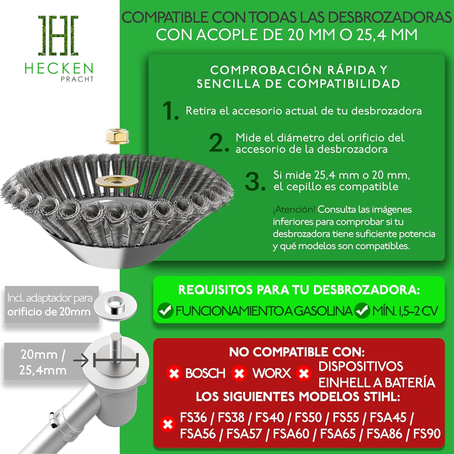 Thumbnail 4 de HECKENPRACHT Cepillo para desbrozadora 25,4 mm
