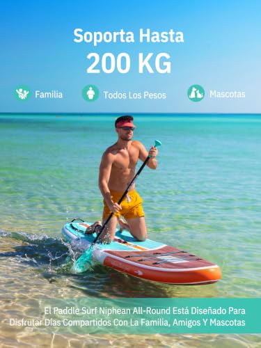 Detalle de Niphean Tabla Paddle Surf Hinchable 320 cm con Accesorios: estabilidad y versatilidad para familias