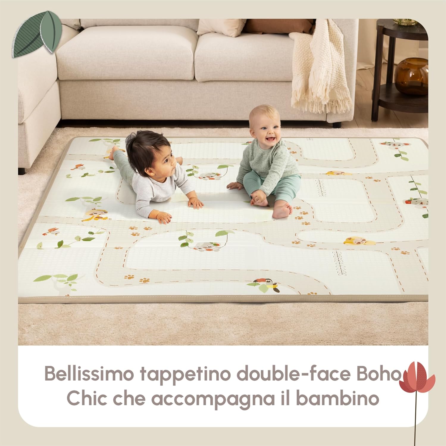 Thumbnail 5 de Tiny Love Tappeto Pieghevole Gioco Bambini XL 150x150 cm – Boho Chic, Double-face, Impermeabile e Pieghevole