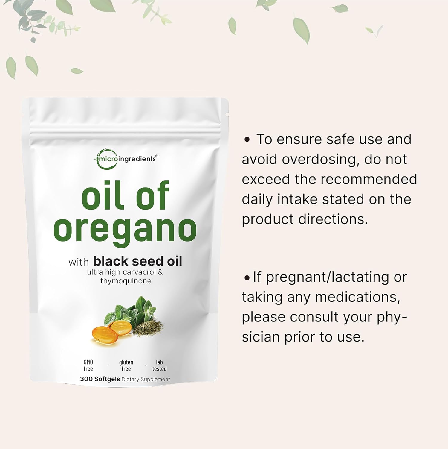 Detalle 2 de Micro Ingredients Oregano Oil Softgels 300-count