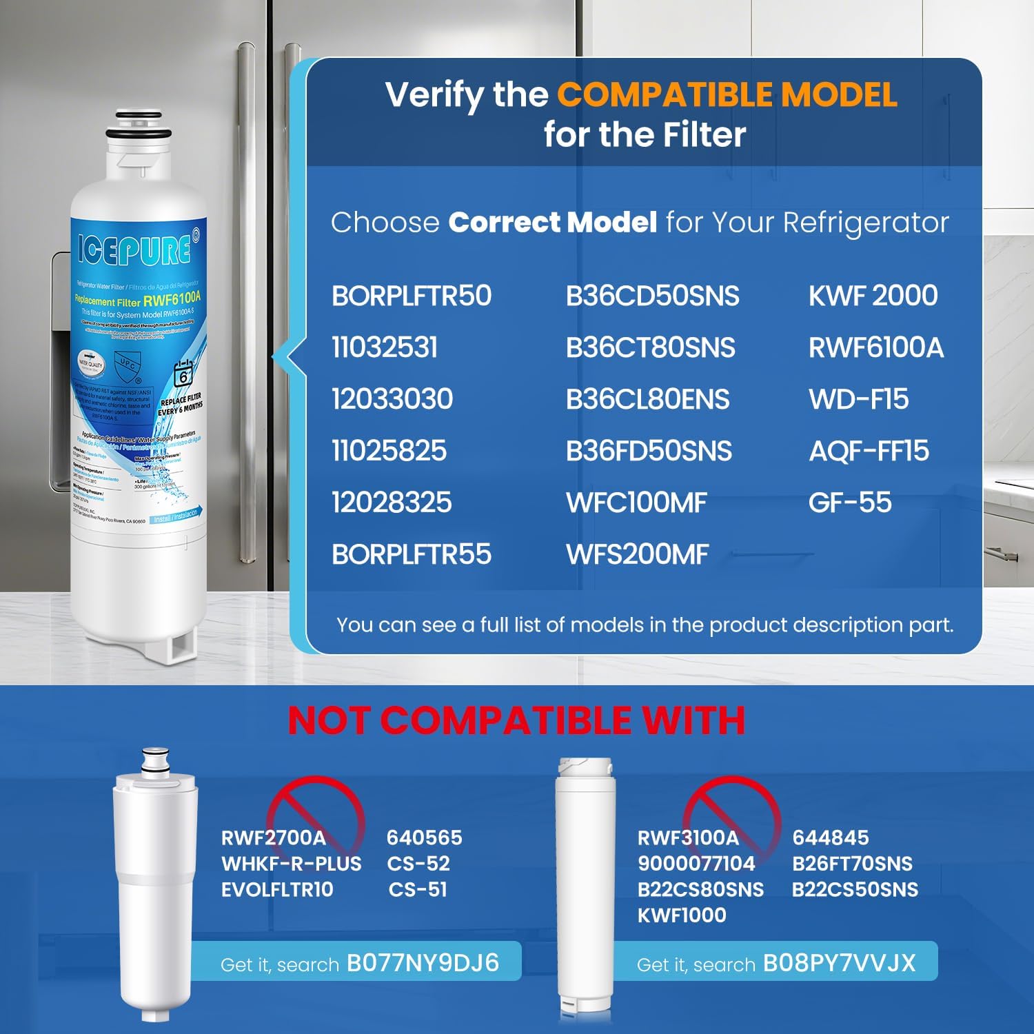 Detalle de ICEPURE Refrigerator Water Filter 3-Pack