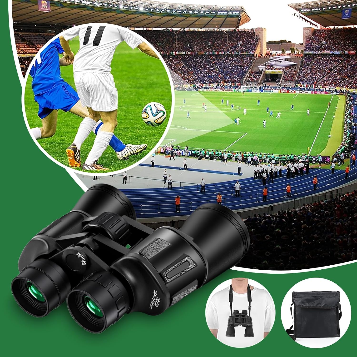 Detalle 2 de Lupxiu 20x50 High Power Binoculars for Adults with Waterproof Design, BAK4 Prisms & FMC Lens
