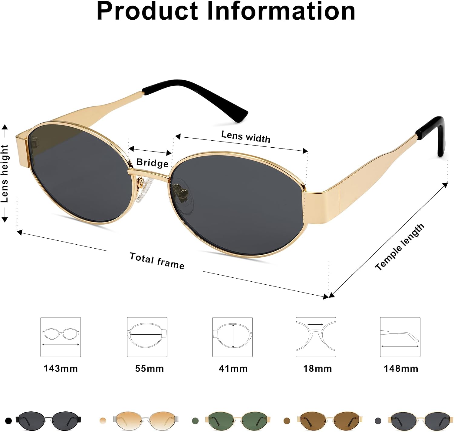 Thumbnail 4 de SOJOS Retro Sonnenbrille SJ1217 – Ovales Metalldesign UV400 für Damen und Herren