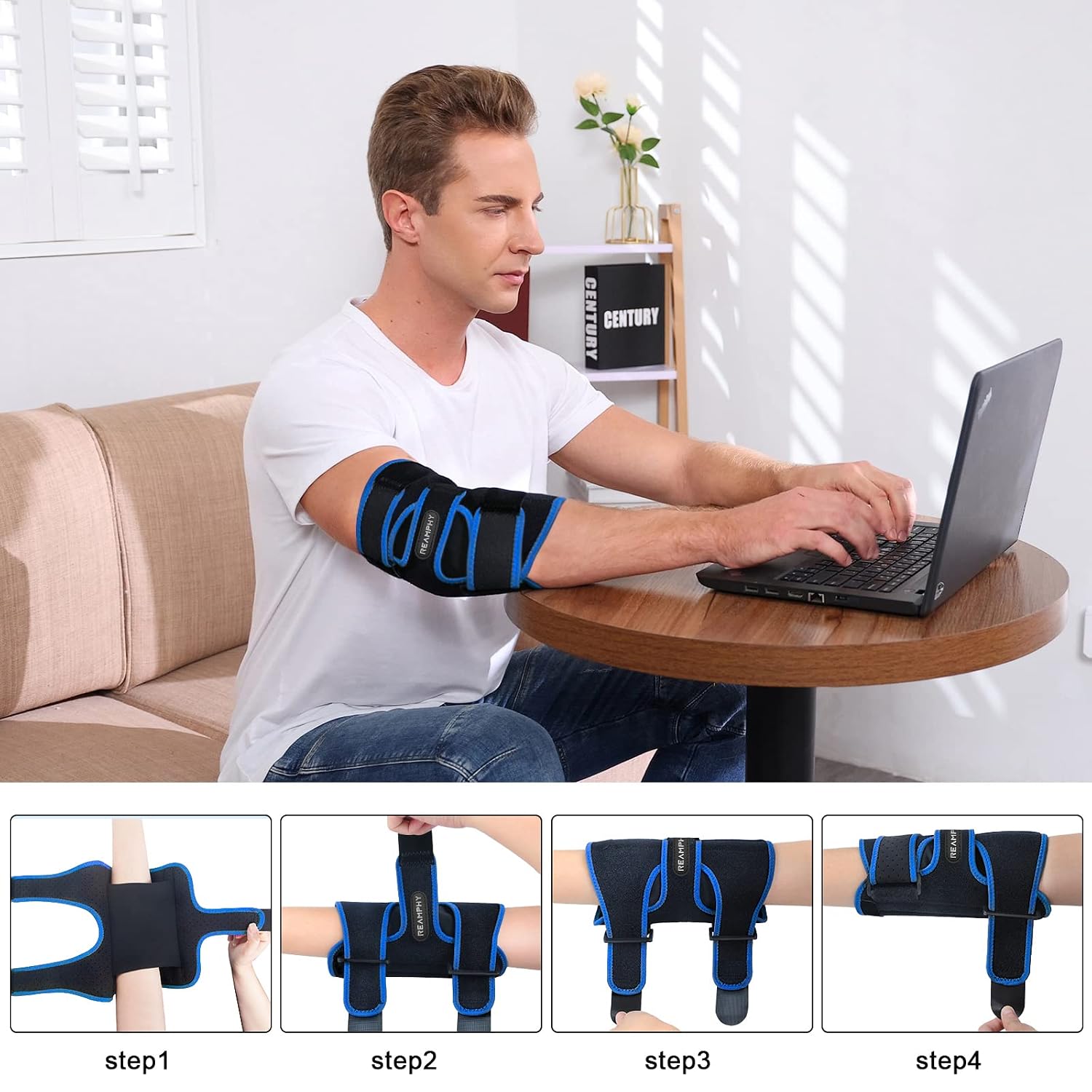 Thumbnail 4 de Reamphy EB01 Adjustable Elbow Brace, Night Splint for Elbow Support