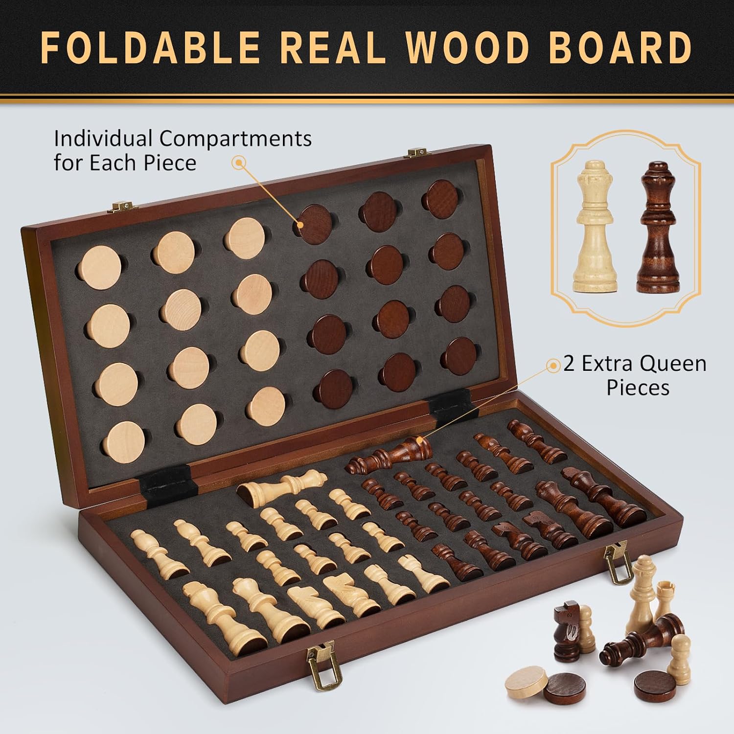 Detalle 2 de Magnetic Chess Set 15" Travel Board 🎲