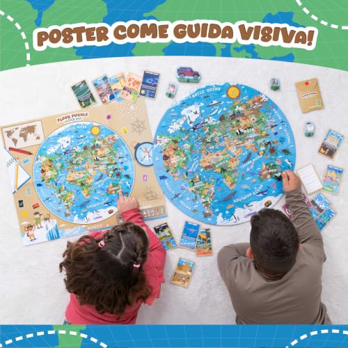 Thumbnail 5 de BONNYCO Puzzle Bambini XXL Mappamondo da 70 Pezzi Grandi con Animali
