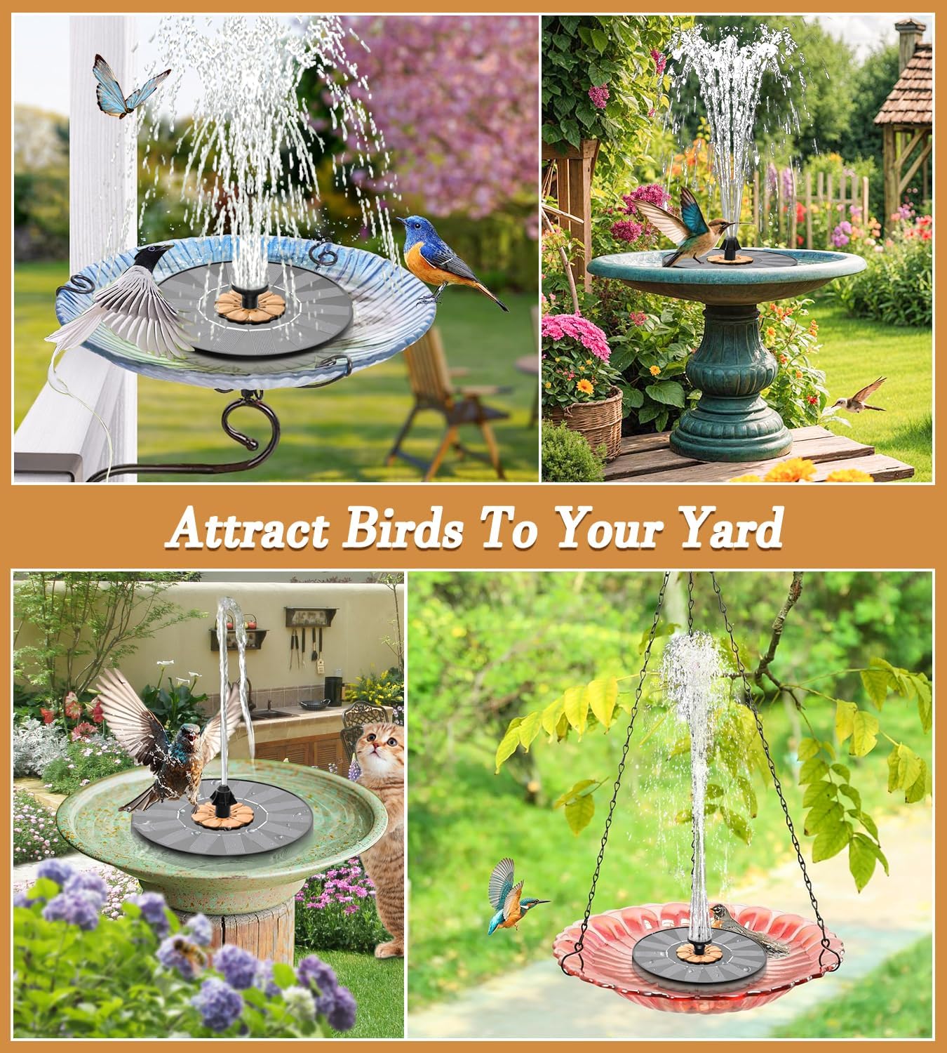Thumbnail 5 de SZMP Solar Fountain 2026 Upgrade: Eco-Friendly Bird Bath Fountain with 4 Fixed Rods and 7 Nozzles