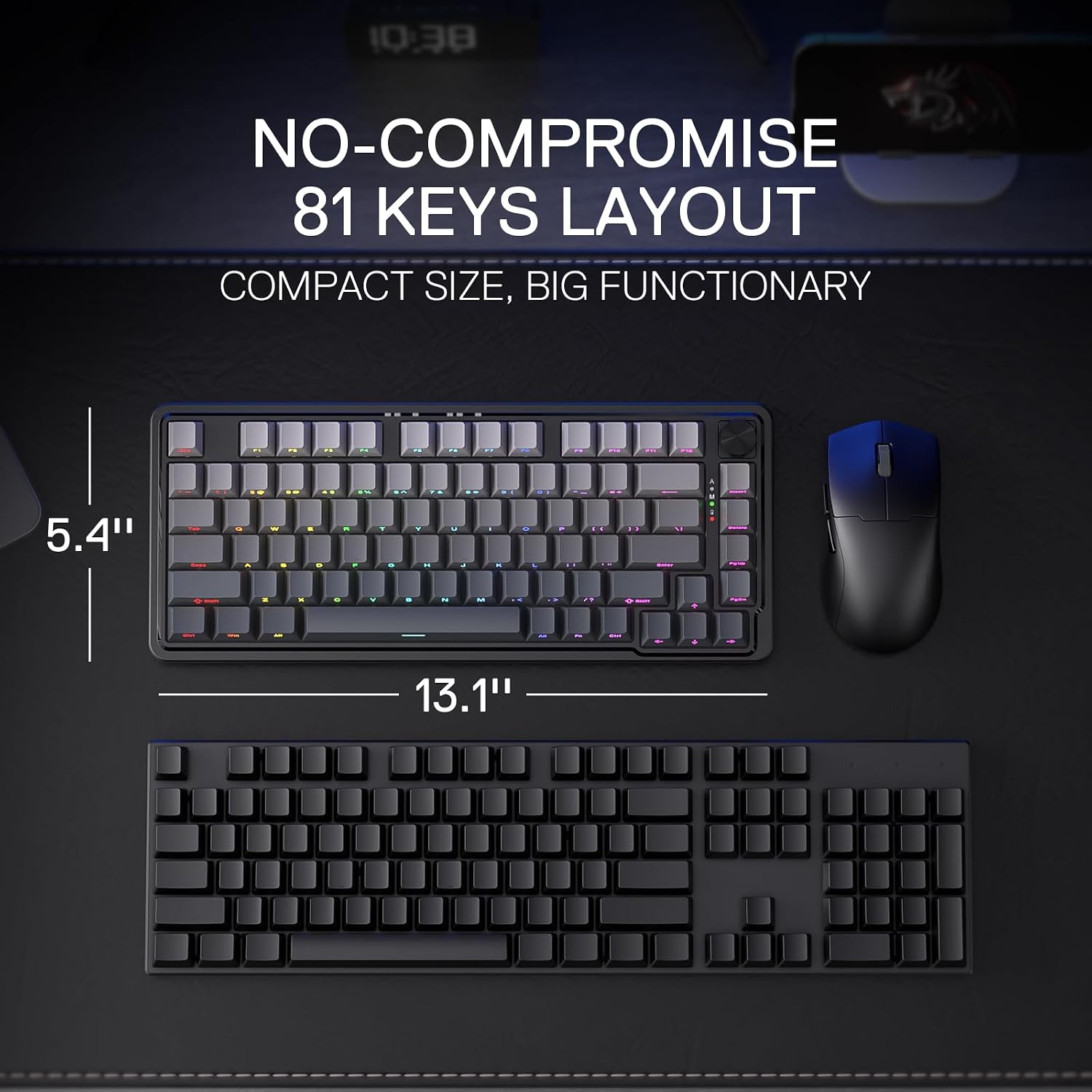 Thumbnail 2 de Redragon K673 PRO Wireless 81-Key RGB Gasket Gaming Keyboard with Control Knob