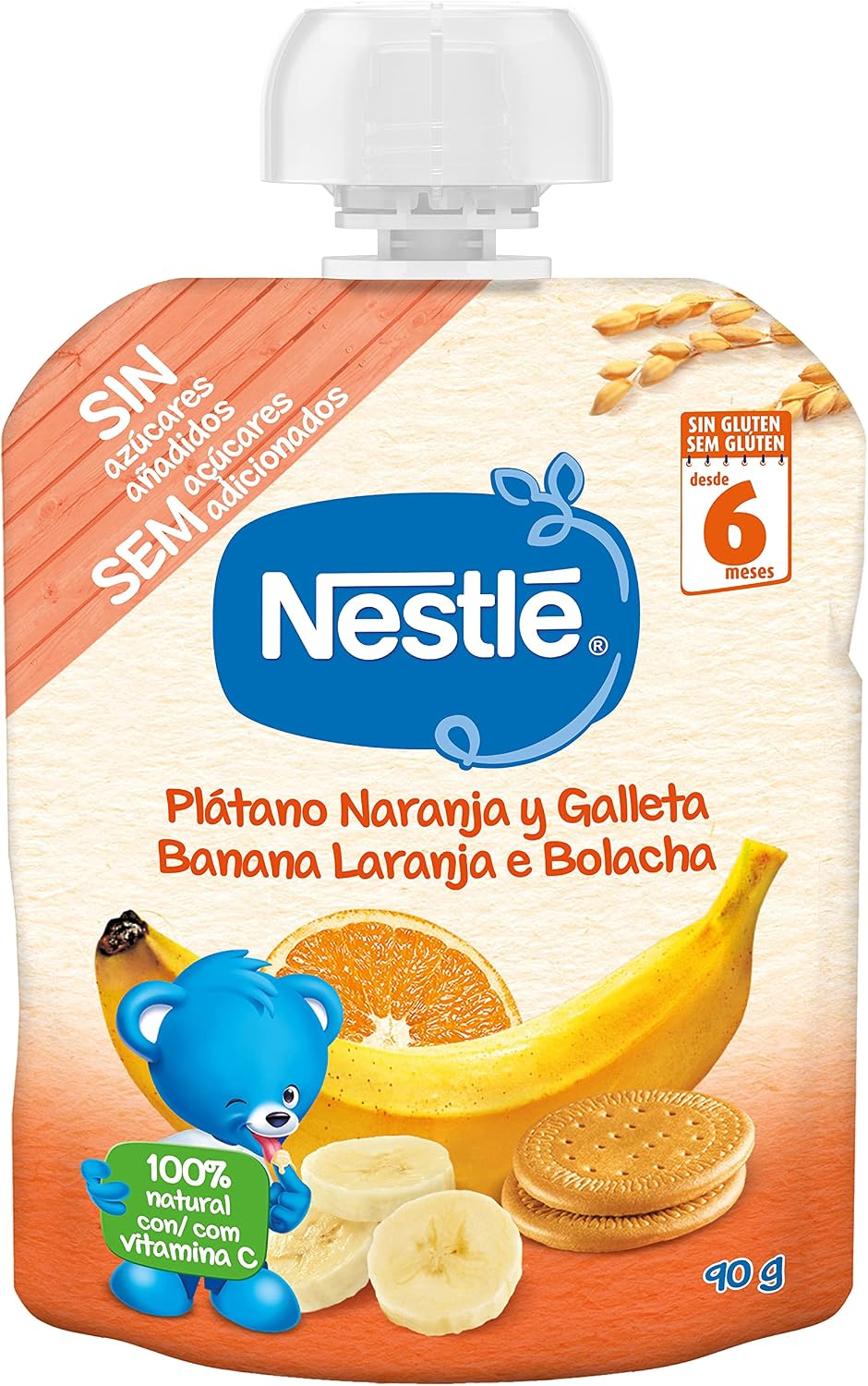 Thumbnail 1 de Nestlé Papillas Bolsitas Plátano, Naranja y Galleta, 90 g (16 uds) 🥄
