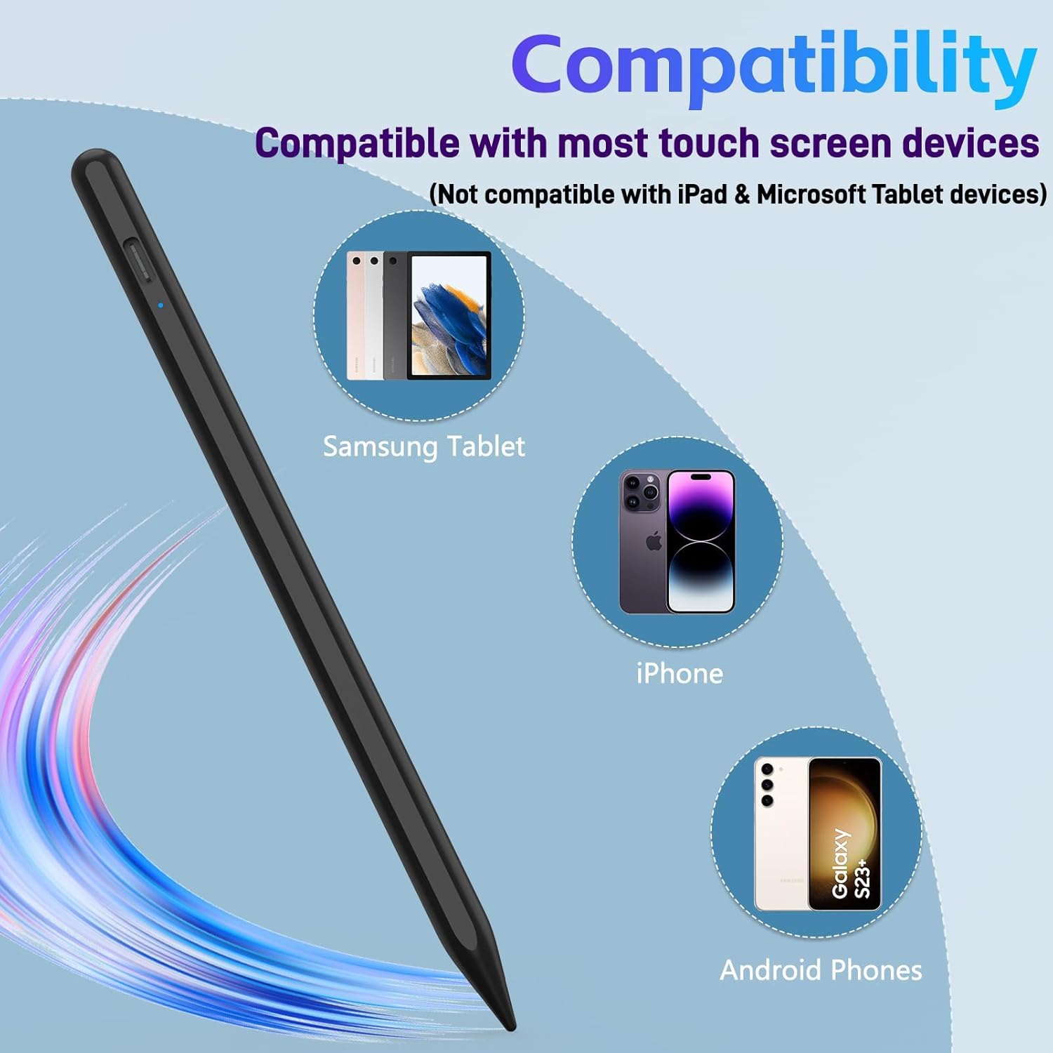 Thumbnail 1 de Tablet Stift für Android: Stylus Pen mit Neigungserkennung, 1,5-mm Spitze & Schnellladung (Black)