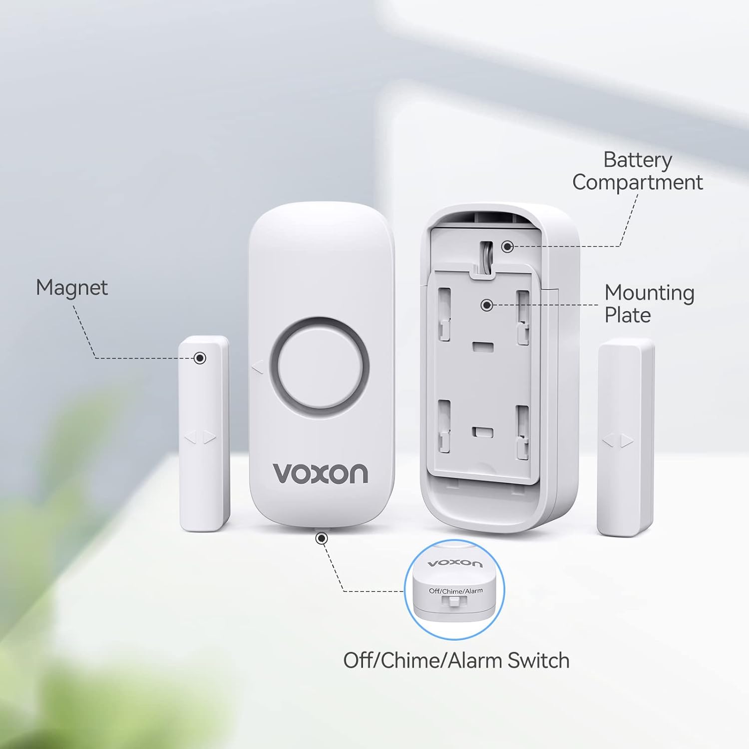 Thumbnail 1 de VOXON Wireless Door and Window Alarm Sensor 2-Pack (100dB) for Home, Shop & Kids Safety