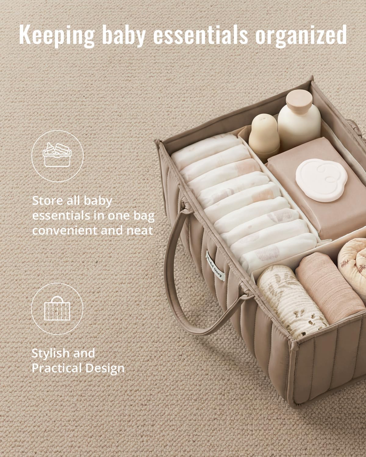 Thumbnail 3 de Blissful Diary Baby Diaper Caddy Organizer in Mocha Brown