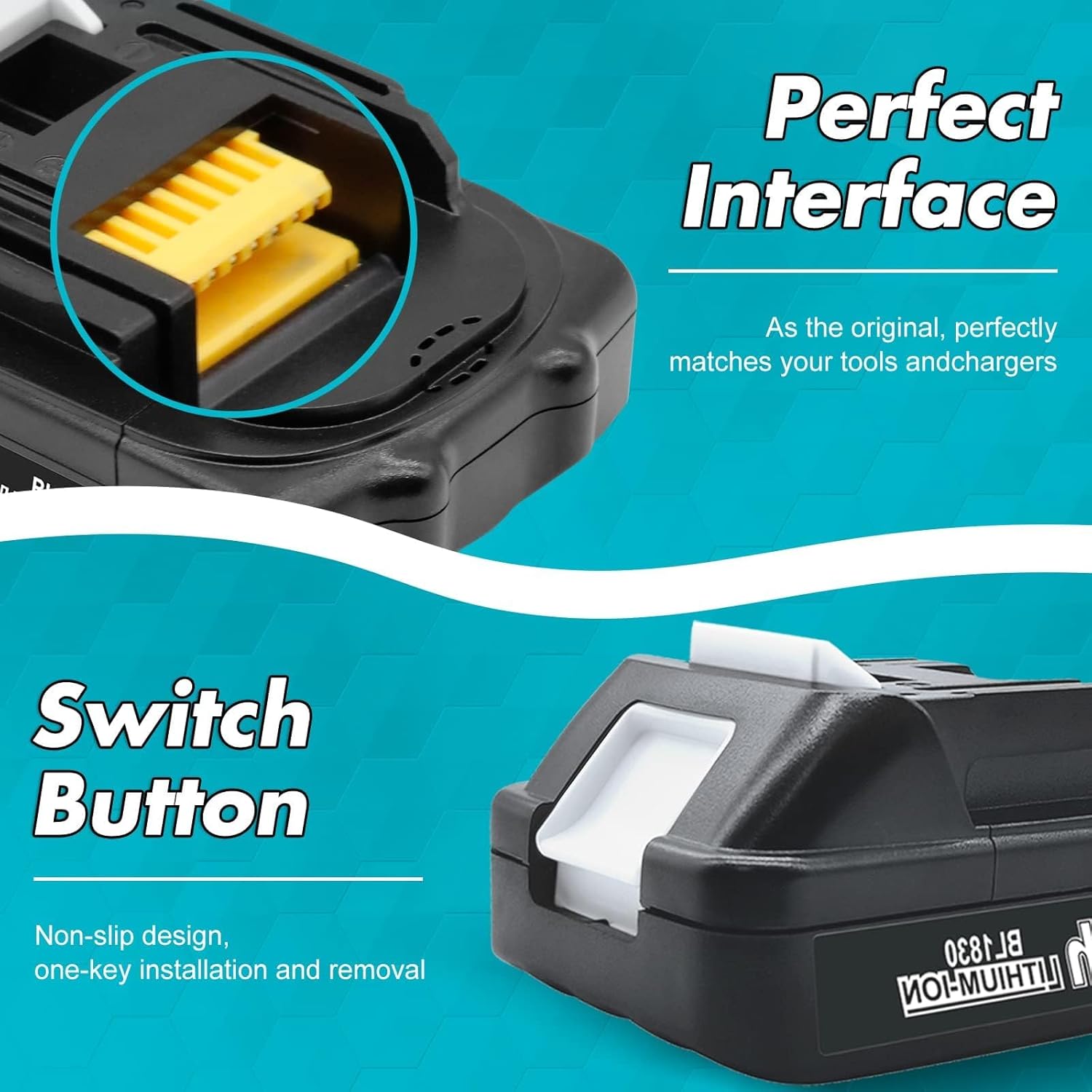 Thumbnail 3 de Replacement for Makita 18V Batteries: 2x 5.5Ah + DC18RC Charger