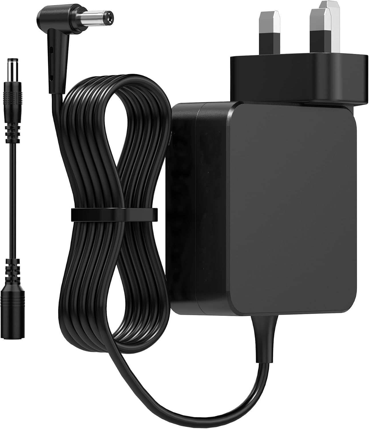 Detalle de 45W ASUS Laptop Charger for UK use – 19V 2.37A (4.0 x 1.35mm) with 5.5 x 2.5mm adapter, 3‑pin plug