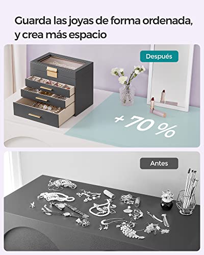 Thumbnail 6 de SONGMICS Colección GISELLA — Caja de Joyas 4 Niveles, gran capacidad en gris pizarra y dorado (JBC161C01)