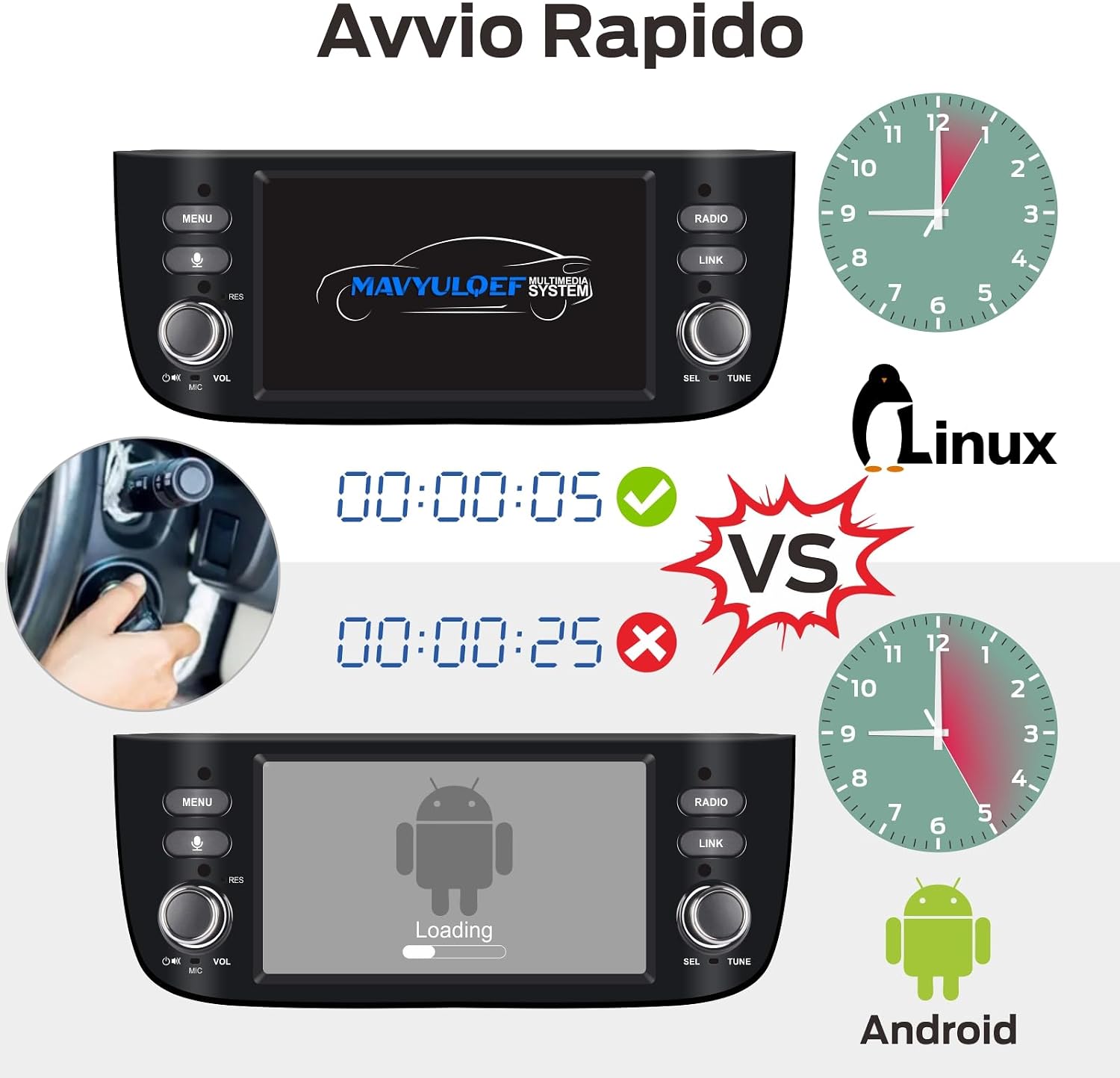 Thumbnail 1 de Autoradio Linux Avvio Lampo Compatibile Fiat Punto 2010-2016 / Linea 2012-2015 con CarPlay/Android Auto Wireless