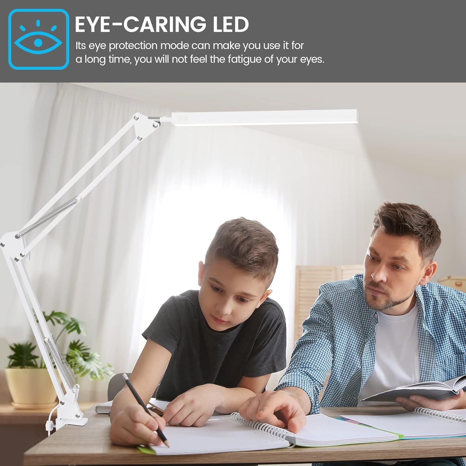 Detalle 2 de SKYLEO LED-Schreibtischlampe mit Clip – leistungsstark, flexibel, augenschutzorientiert