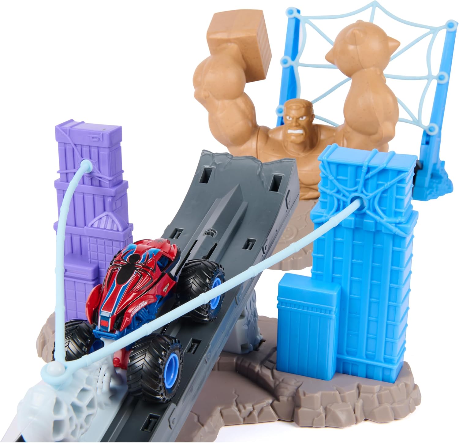 Detalle de Monster Jam 1:64 Marvel Playset I with Dynamic Sling Thrower