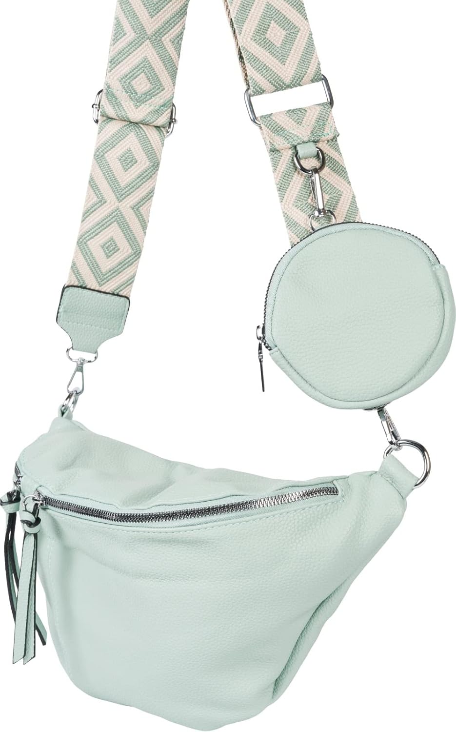 Detalle de styleBREAKER Borsa a tracolla da donna a mezzaluna, 3 pezzi: set elegante con tracolla intercambiabile e portachiavi