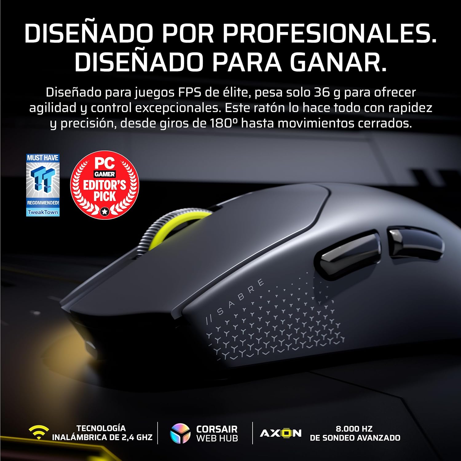 Detalle 2 de Corsair Sabre v2 Pro Ultralight Wireless FPS