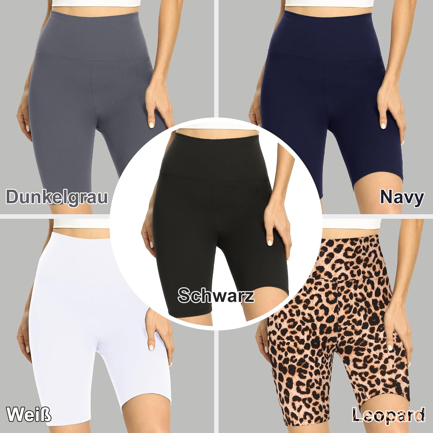 Thumbnail 3 de HIPOWER 2er Pack Radlerhose Damen High Waist – Kurze Sport Shorts Tights