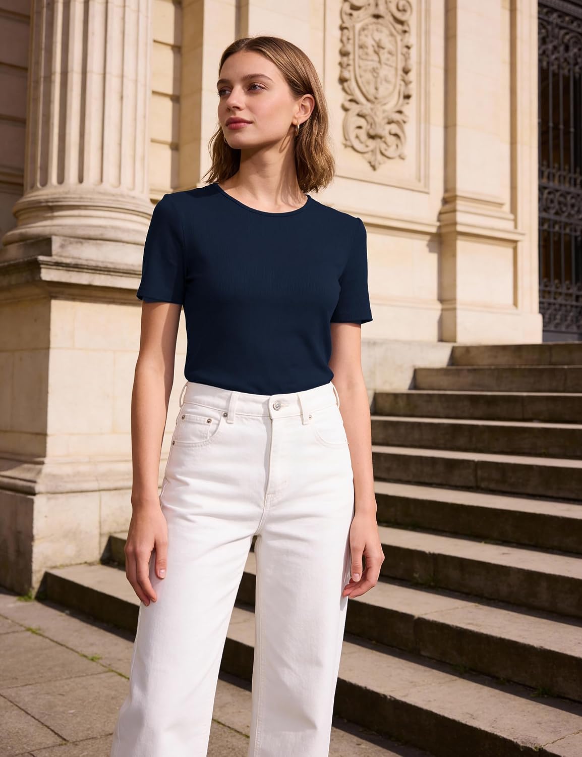Thumbnail 3 de Aottori ribbed tee shirt, 92% viscose
