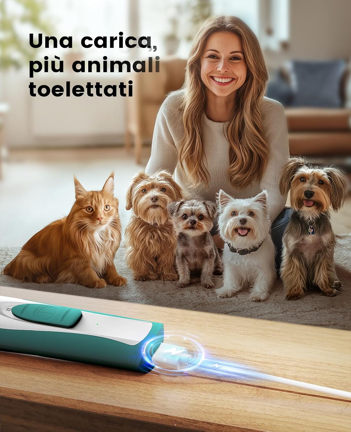 Thumbnail 6 de Oneisall Regolabampa con luce a LED, tagliacapelli silenzioso per cani di piccola taglia