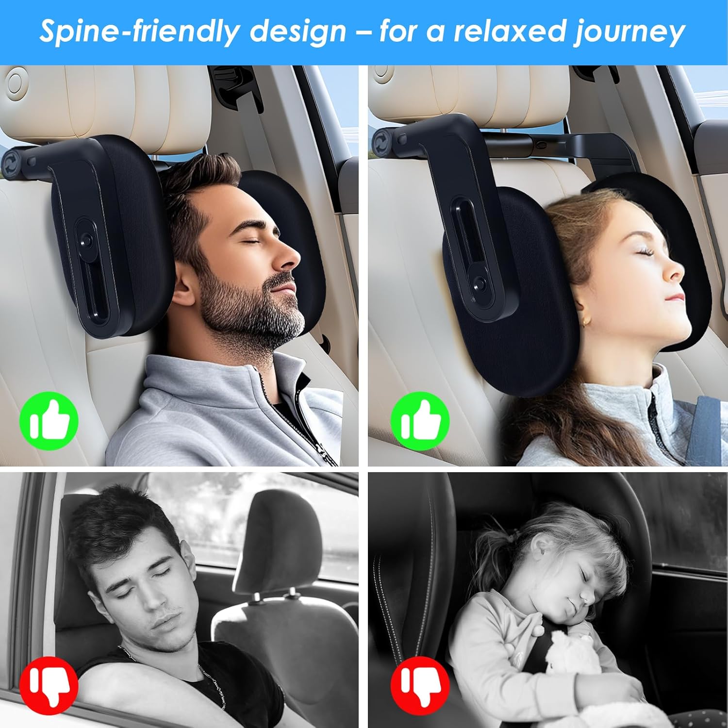 Detalle de Torven Poggiatesta Auto Bambini & Adulti | Poggia Testa Girevole 360° 2025 | Memory Foam, 3 Punti, Nero