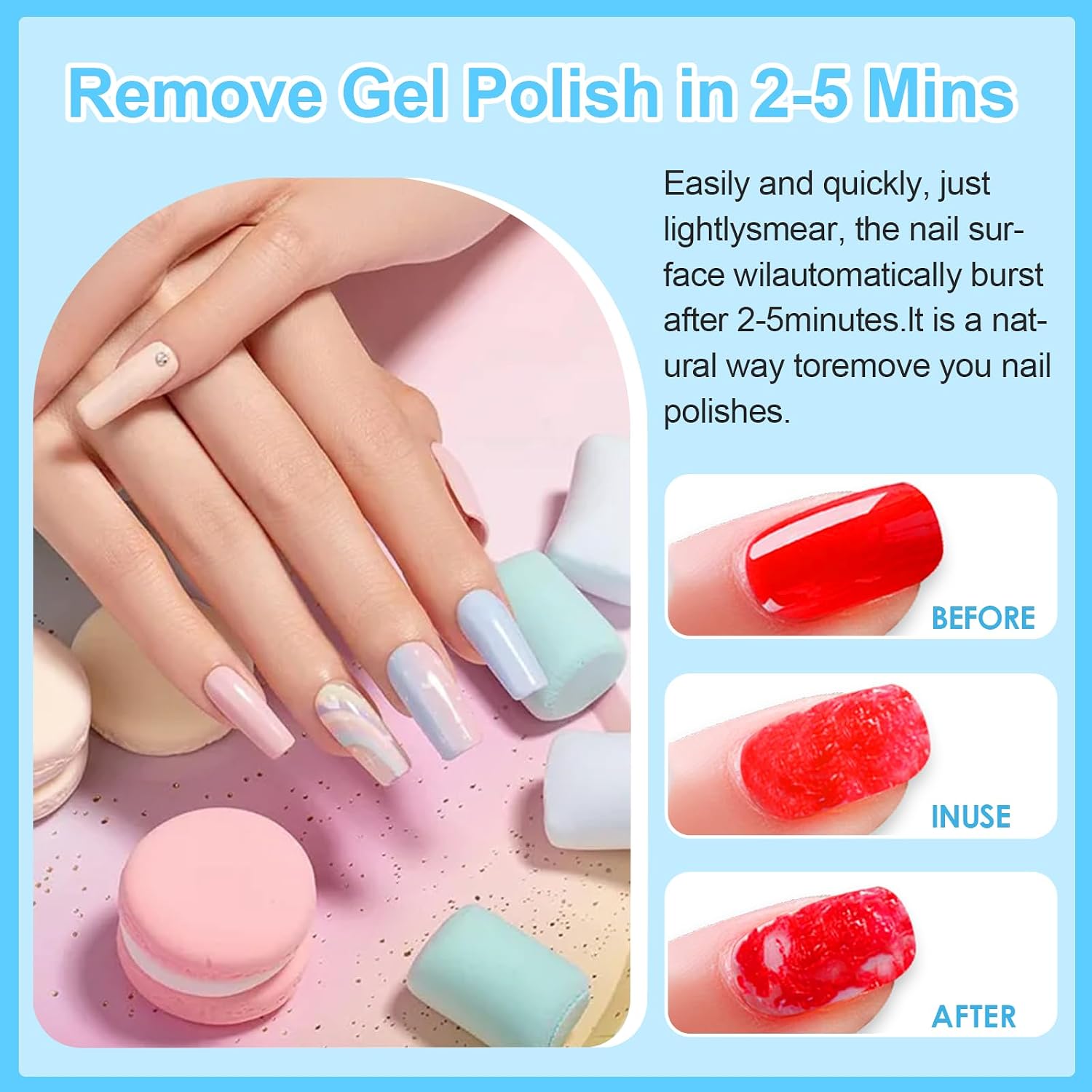 Detalle de 1 Pièces Dissolvant de Vernis à Ongles en Gel – Gel Nail Polish Remover Professionnel, Bleu