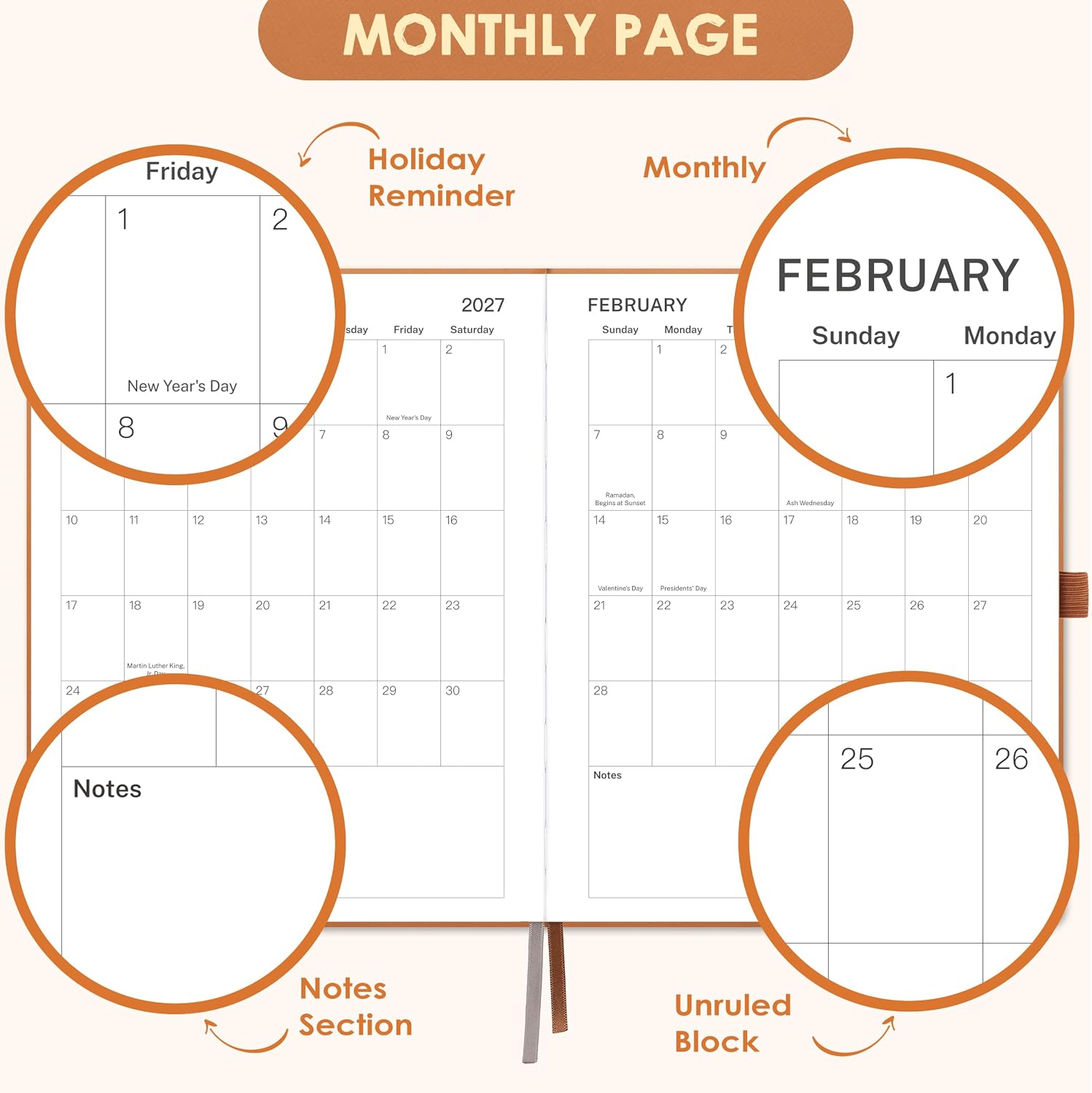 Detalle de 2027 Planner 8 x 10-Inch Weekly and Monthly Planner