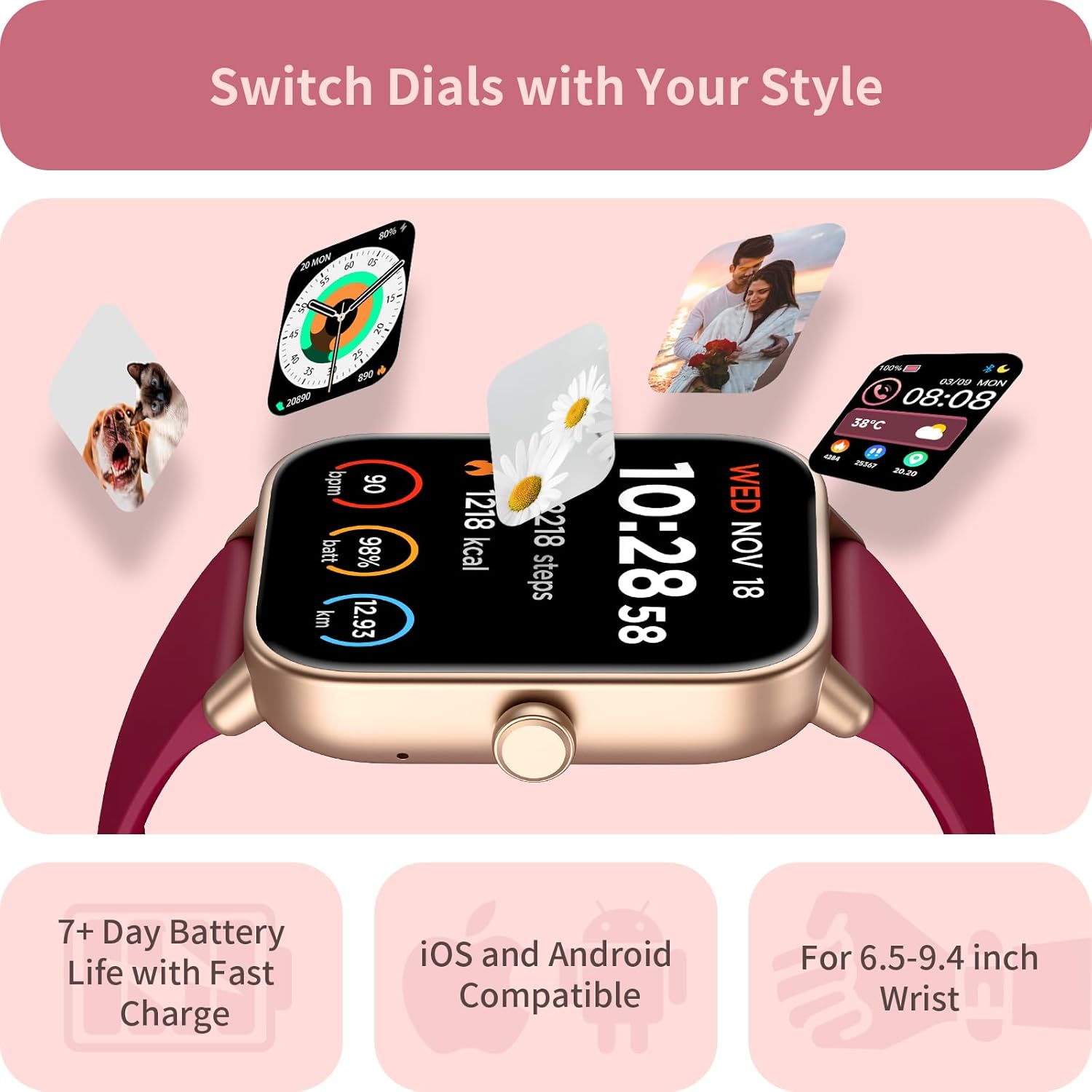 Thumbnail 5 de Smart Watch for Women with Alexa, Heart Rate, SpO2, Sleep Tracking & IP68 Calling