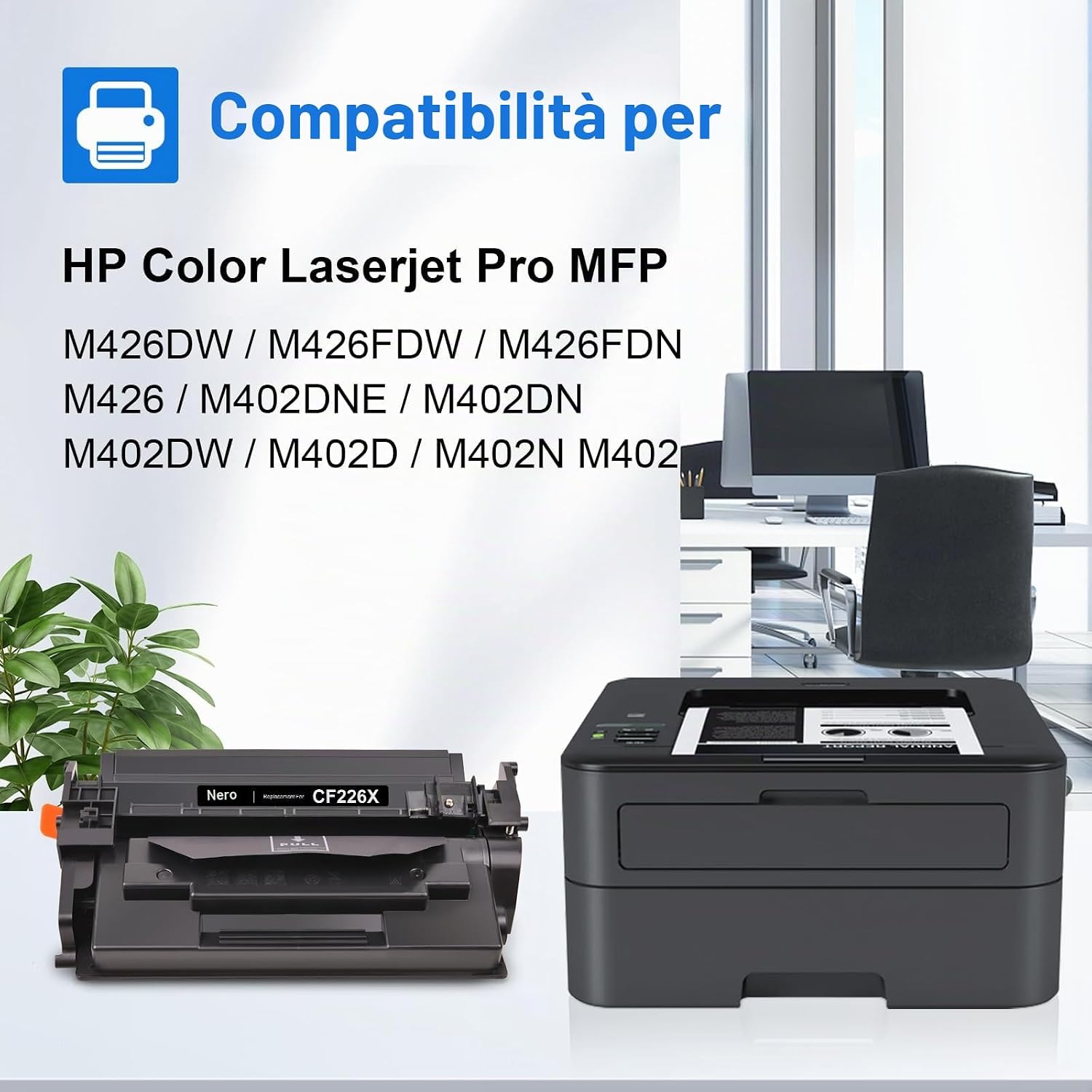 Detalle de MYCARTRIDGE 26X: Toner compatibile CF226X per HP LaserJet Pro MFP M426fdw / M402 serie