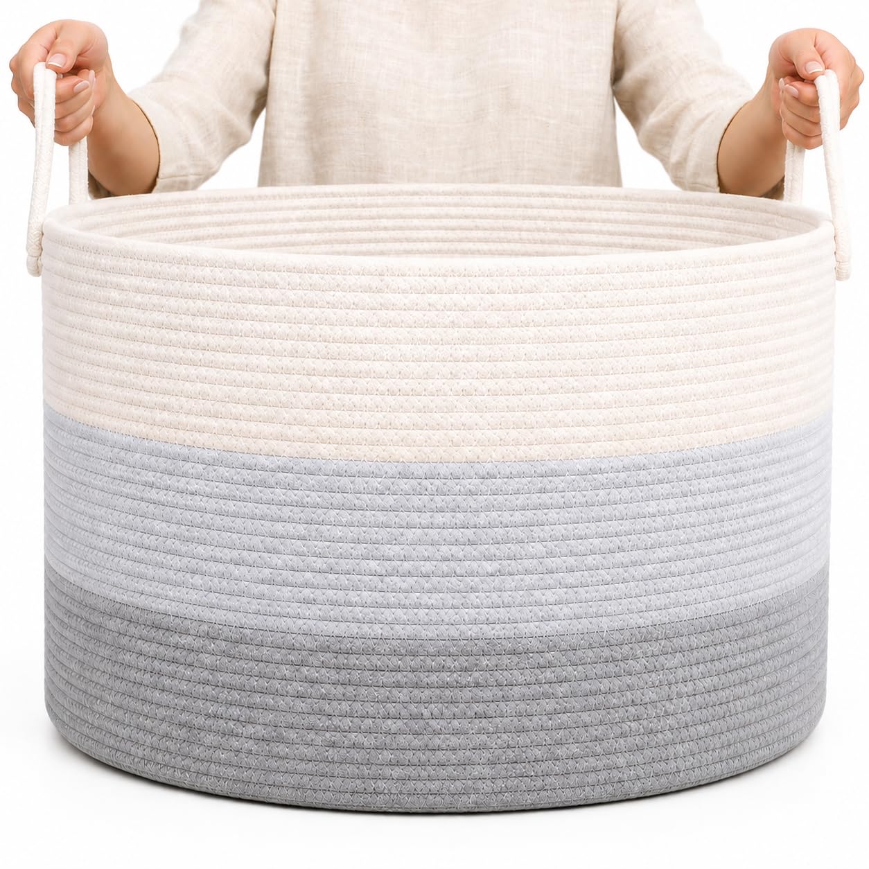 Detalle de OrganiHaus Woven Storage Basket, 20 x 13 Inches