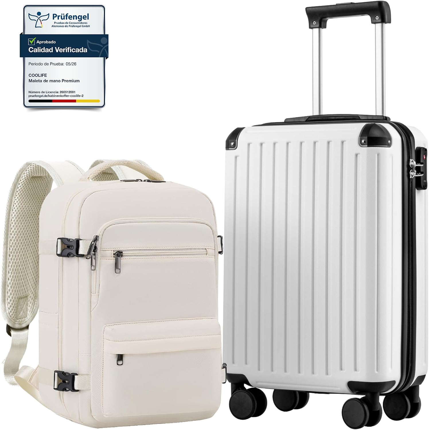 Detalle 2 de Coolife EasyJet Maleta Cabina 55x40x20 + Mochila de Negocios 40x30x20: set práctico para viajes de negocio