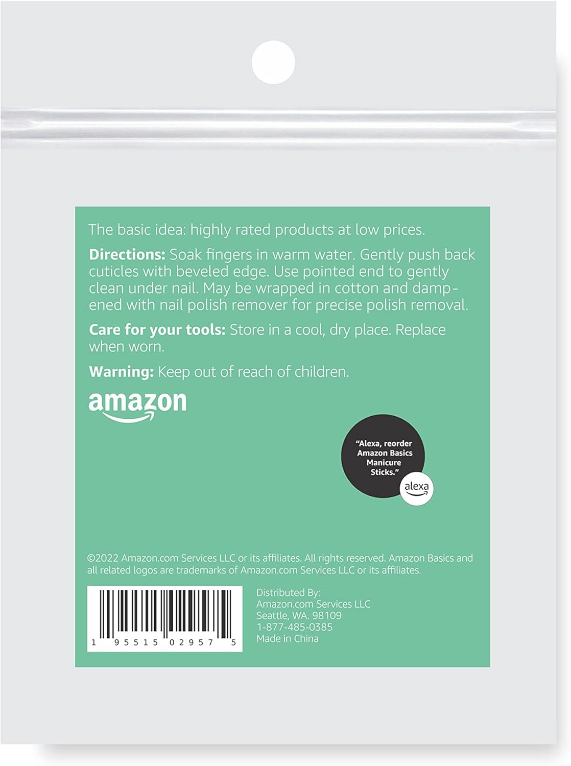 Thumbnail 1 de Amazon Basics Double-Sided Manicure Sticks (Orange) — Cuticle Pusher & Under-Nail Cleaner, Medium Length, 100 Count