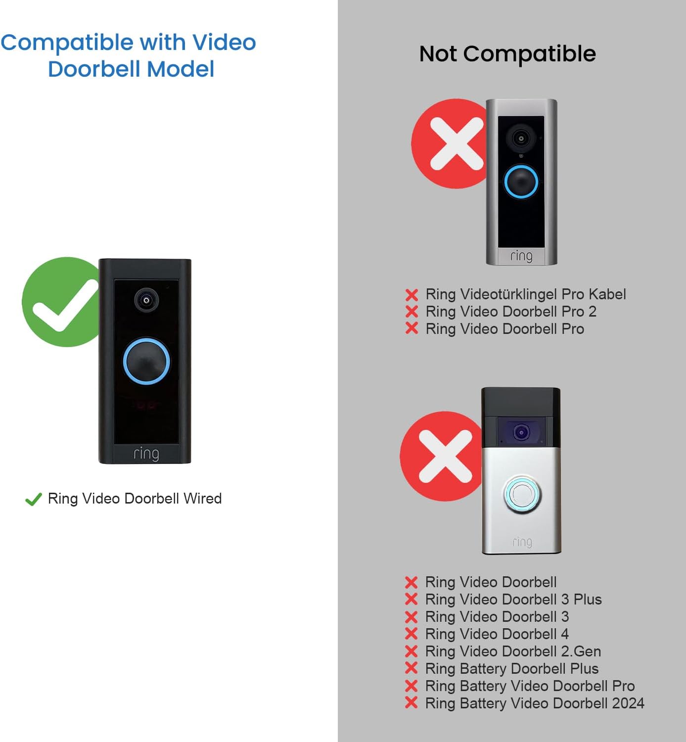 Thumbnail 4 de Verdeckte Blende aus Edelstahl für Ring Video Doorbell Wired – Halterung grün verdeckt alte Bohrlöcher