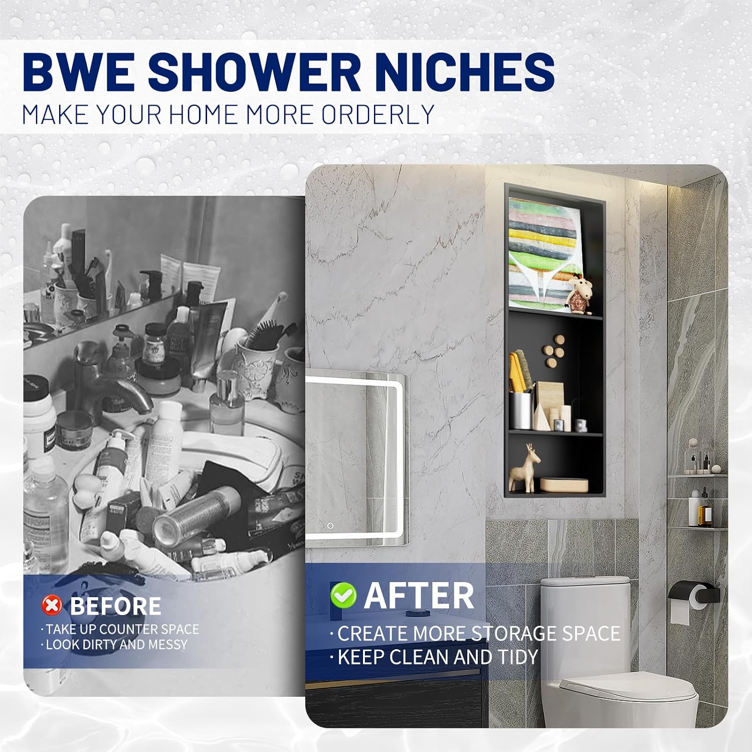 Thumbnail 6 de BWE 1126-N Stainless Steel Shower Niche, 3-Tier, Brushed Nickel
