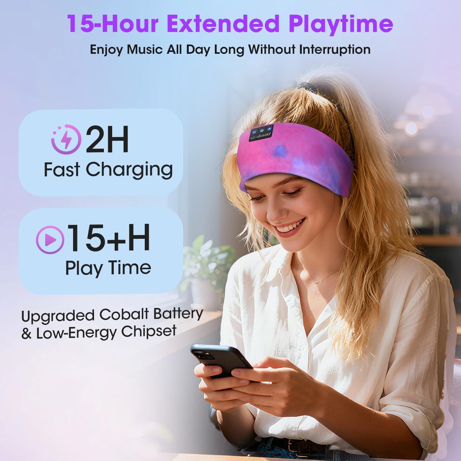Thumbnail 5 de LC-dolida Sleep Headphones Bluetooth headband 15H