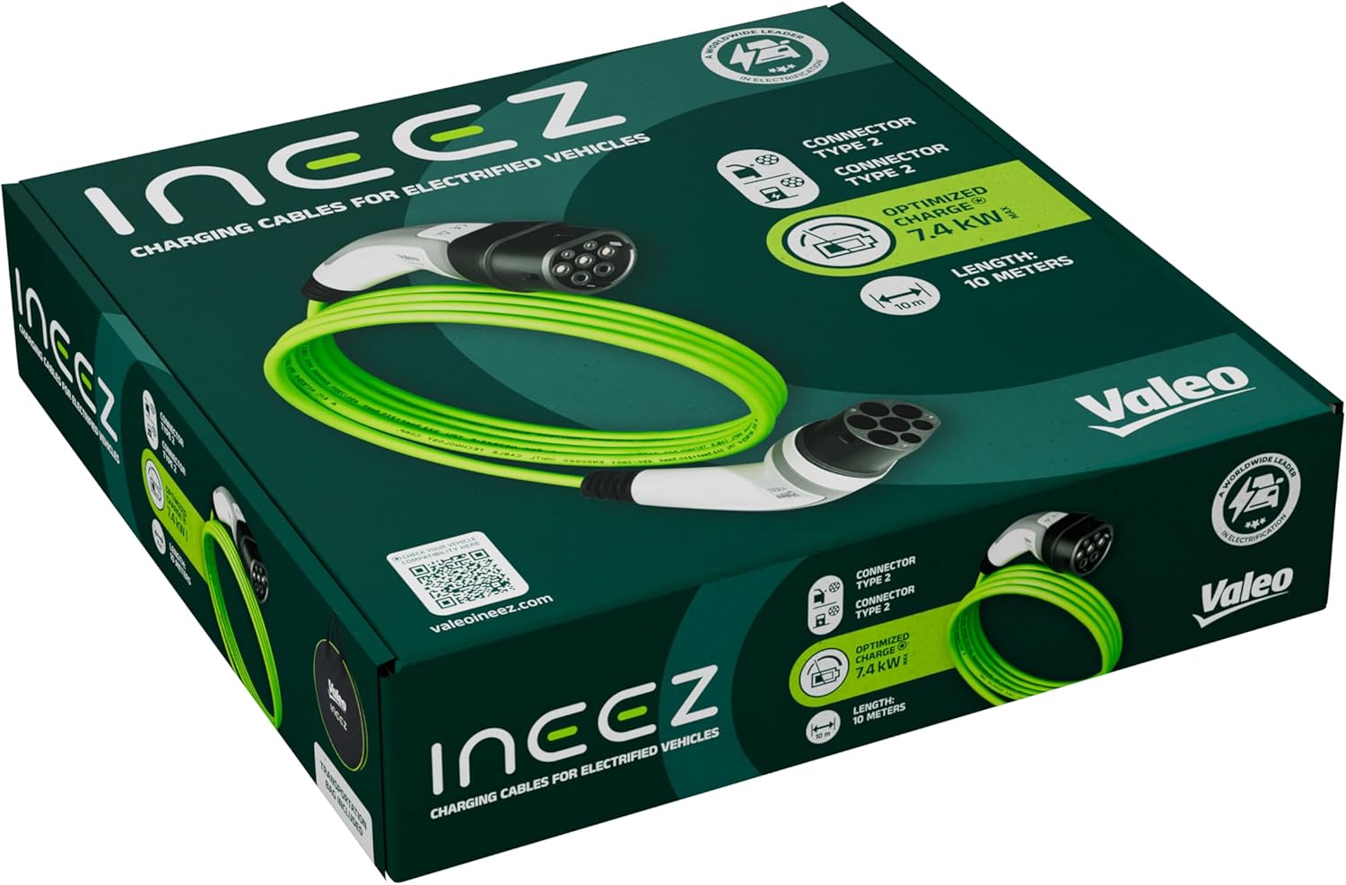Thumbnail 1 de Valeo Ineez 652109 – Câble de Charge Type 2 à 7,4 kW, 10 m avec Sac de Transport