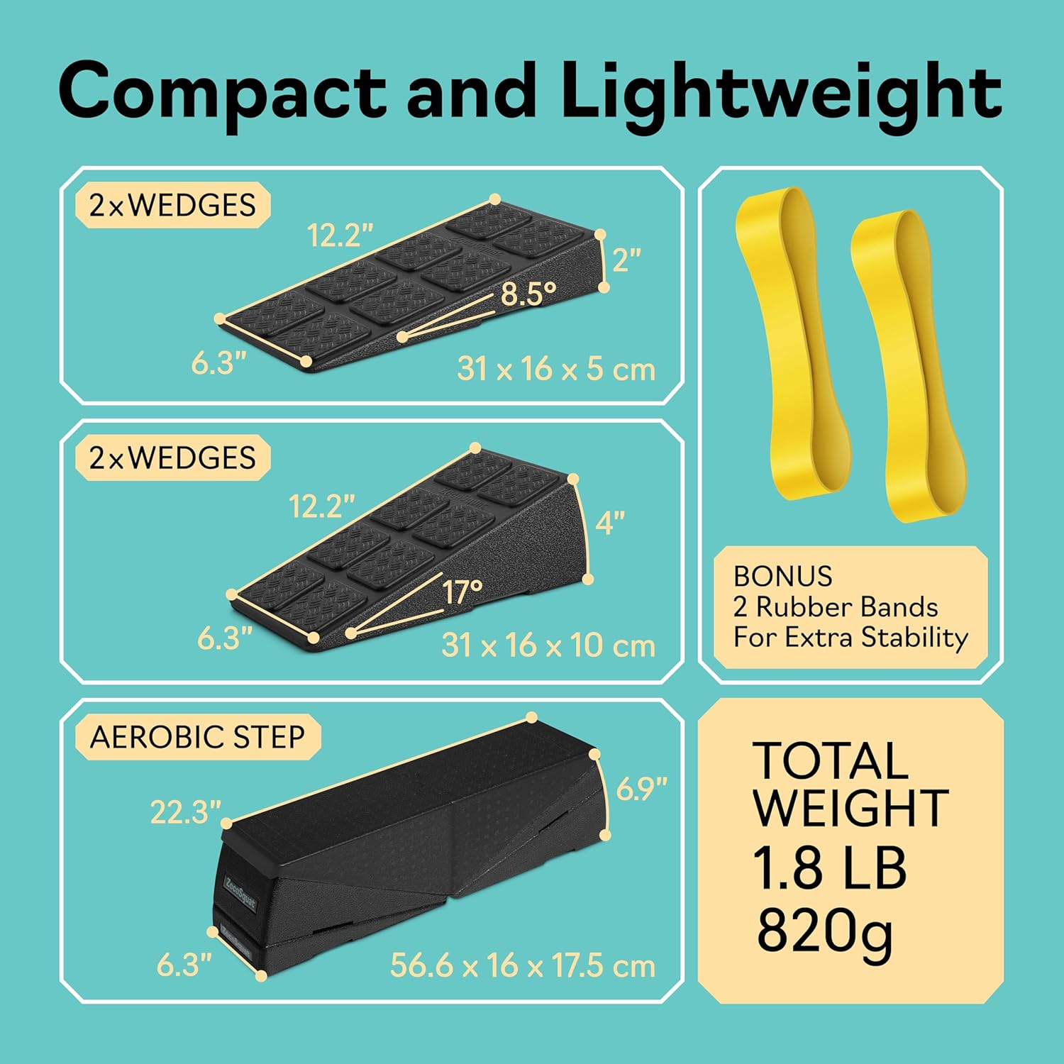 Thumbnail 6 de Squat Wedge Block Set of 3/5 with Stackable Angles (960 LBS Capacity) for Calf Stretching