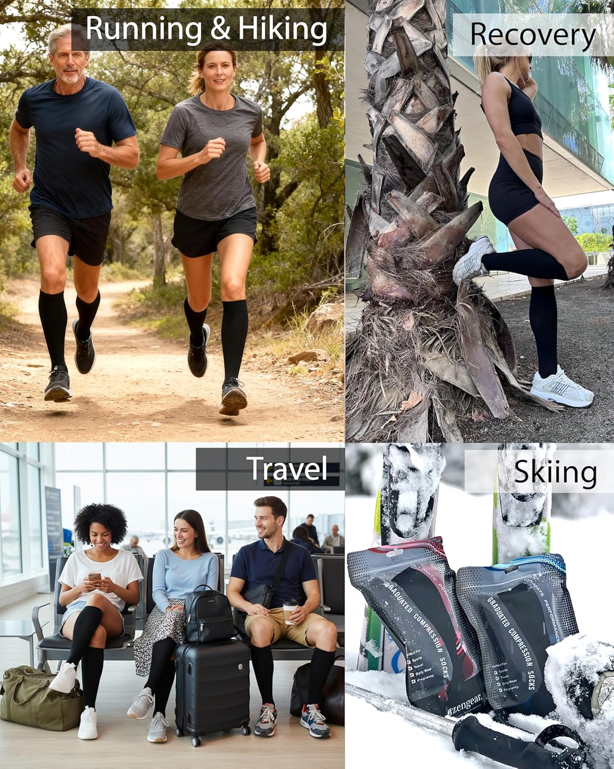 Thumbnail 3 de aZengear Calze a compressione graduata 20-30 mmHg Classe 2 per uomo e donna – Viaggio, sport e gambe sane