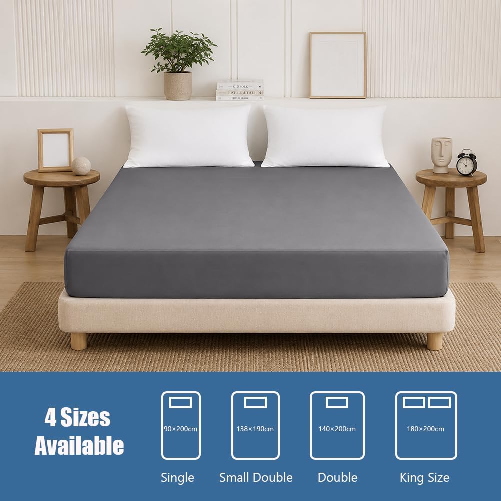 Detalle 2 de OFFCUP V9-138*190-SHFSCL-FBA Waterproof Mattress Protector, Grey, 30cm Deep