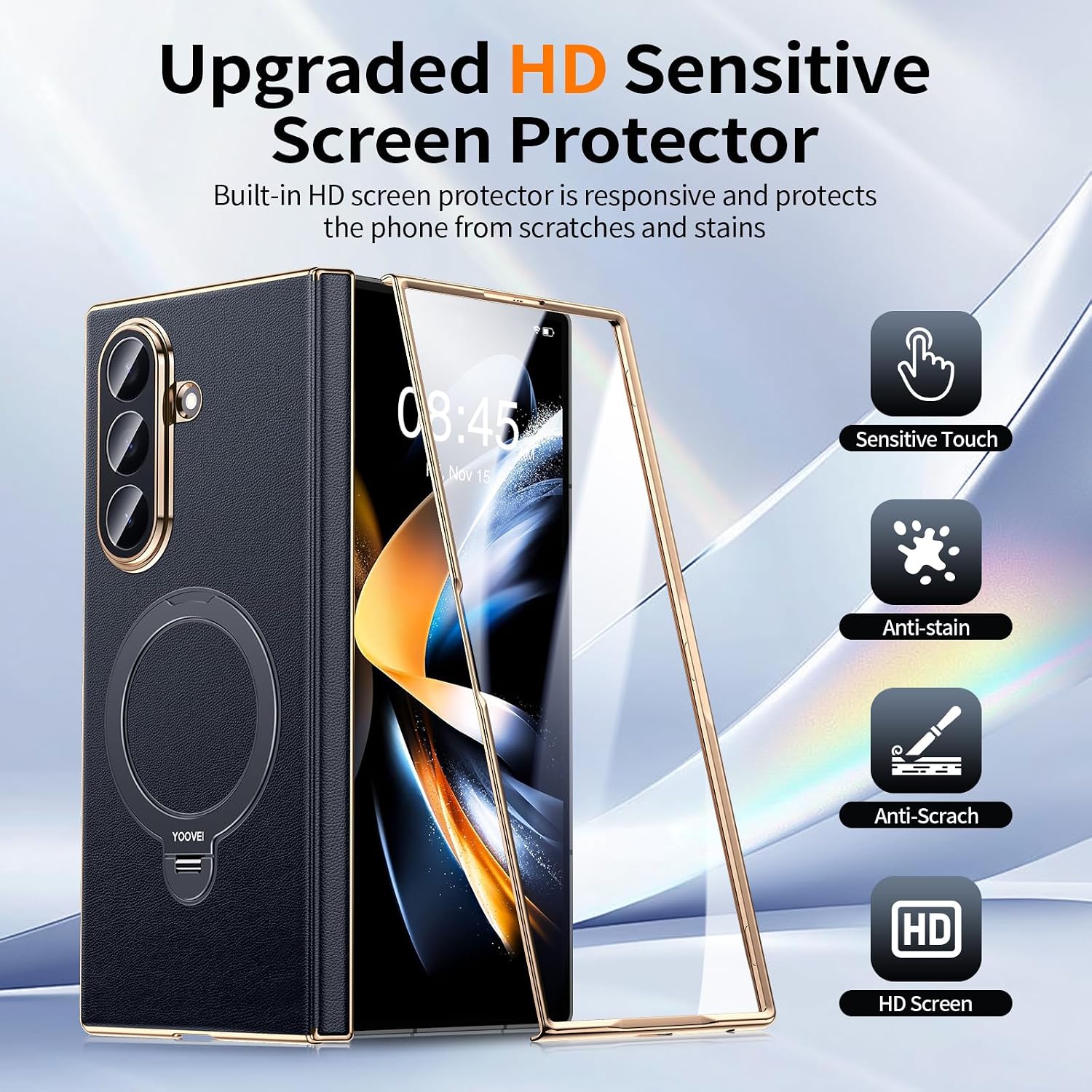 Thumbnail 4 de YOOVEI Samsung Galaxy Z Fold 7 leather case with hinge protection